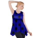 Polka Dots - Black on Dark Blue Side Drop Tank Tunic