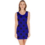Polka Dots - Black on Dark Blue Bodycon Dress