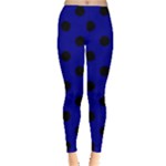 Polka Dots - Black on Dark Blue Women s Leggings