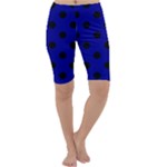 Polka Dots - Black on Dark Blue Cropped Leggings