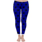 Polka Dots - Black on Dark Blue Winter Leggings