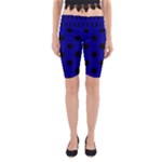 Polka Dots - Black on Dark Blue Yoga Cropped Leggings
