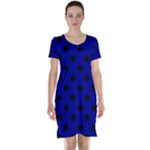 Polka Dots - Black on Dark Blue Short Sleeve Nightdress