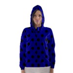 Polka Dots - Black on Dark Blue Hooded Wind Breaker (Women)