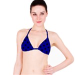 Polka Dots - Black on Dark Blue Bikini Top