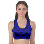 Polka Dots - Black on Dark Blue Women s Sports Bra