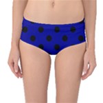 Polka Dots - Black on Dark Blue Mid-Waist Bikini Bottoms