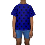 Polka Dots - Black on Dark Blue Kid s Short Sleeve Swimwear