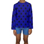 Polka Dots - Black on Dark Blue Kid s Long Sleeve Swimwear