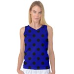 Polka Dots - Black on Dark Blue Women s Basketball Tank Top