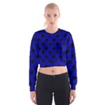 Polka Dots - Black on Dark Blue Women s Cropped Sweatshirt