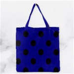 Polka Dots - Black on Dark Blue Grocery Tote Bag