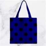 Polka Dots - Black on Dark Blue Zipper Grocery Tote Bag