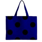 Polka Dots - Black on Dark Blue Zipper Mini Tote Bag