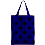 Polka Dots - Black on Dark Blue Zipper Classic Tote Bag