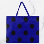 Polka Dots - Black on Dark Blue Zipper Large Tote Bag