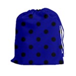 Polka Dots - Black on Dark Blue Drawstring Pouch (XXl)