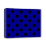Polka Dots - Black on Dark Blue Deluxe Canvas 14  x 11  (Stretched)
