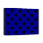 Polka Dots - Black on Dark Blue Deluxe Canvas 16  x 12  (Stretched)