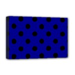 Polka Dots - Black on Dark Blue Deluxe Canvas 18  x 12  (Stretched)