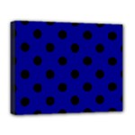 Polka Dots - Black on Dark Blue Deluxe Canvas 20  x 16  (Stretched)