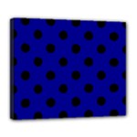 Polka Dots - Black on Dark Blue Deluxe Canvas 24  x 20  (Stretched)