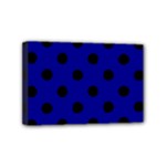 Polka Dots - Black on Dark Blue Mini Canvas 6  x 4  (Stretched)