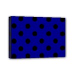 Polka Dots - Black on Dark Blue Mini Canvas 7  x 5  (Stretched)