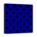 Polka Dots - Black on Dark Blue Mini Canvas 8  x 8  (Stretched)