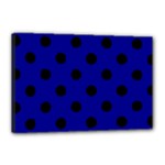 Polka Dots - Black on Dark Blue Canvas 18  x 12  (Stretched)