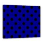 Polka Dots - Black on Dark Blue Canvas 24  x 20  (Stretched)