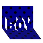 Polka Dots - Black on Dark Blue BOY 3D Greeting Card (7x5)