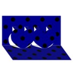 Polka Dots - Black on Dark Blue Twin Hearts 3D Greeting Card (8x4)