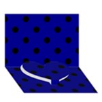 Polka Dots - Black on Dark Blue Heart Bottom 3D Greeting Card (7x5)