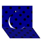 Polka Dots - Black on Dark Blue Circle 3D Greeting Card (7x5)