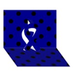 Polka Dots - Black on Dark Blue Ribbon 3D Greeting Card (7x5)