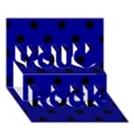 Polka Dots - Black on Dark Blue You Rock 3D Greeting Card (7x5)