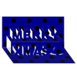 Polka Dots - Black on Dark Blue Merry Xmas 3D Greeting Card (8x4)