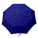 Polka Dots - Black on Dark Blue Folding Umbrella