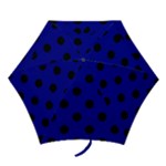 Polka Dots - Black on Dark Blue Mini Umbrella