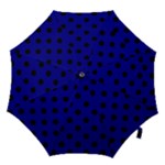 Polka Dots - Black on Dark Blue Hook Handle Umbrella (Medium)