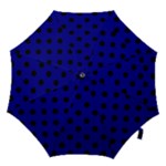 Polka Dots - Black on Dark Blue Hook Handle Umbrella (Large)