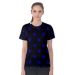 Polka Dots - Dark Blue on Black Women s Cotton Tee