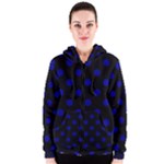 Polka Dots - Dark Blue on Black Women s Zipper Hoodie