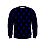Polka Dots - Dark Blue on Black Kid s Sweatshirt