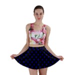 Polka Dots - Dark Blue on Black Mini Skirt