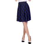 Polka Dots - Dark Blue on Black A-Line Skirt
