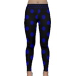 Polka Dots - Dark Blue on Black Yoga Leggings
