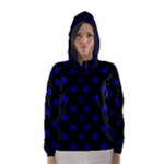 Polka Dots - Dark Blue on Black Hooded Wind Breaker (Women)