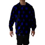Polka Dots - Dark Blue on Black Hooded Wind Breaker (Kids)